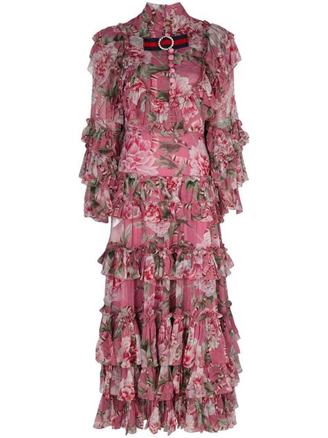 gucci pink floral dress|Gucci maxi dress floral.